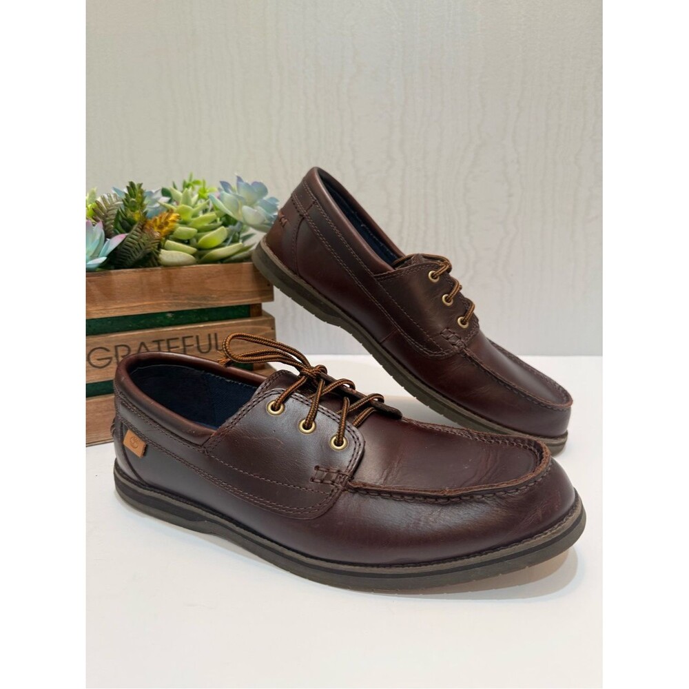 Timberland OrthoLite Classic Brown 3-Eye Leather Boat Shoes Men’s Sz 9.5